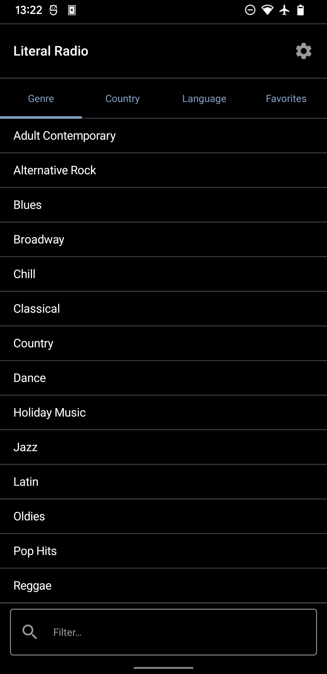 Literal Radio genre list